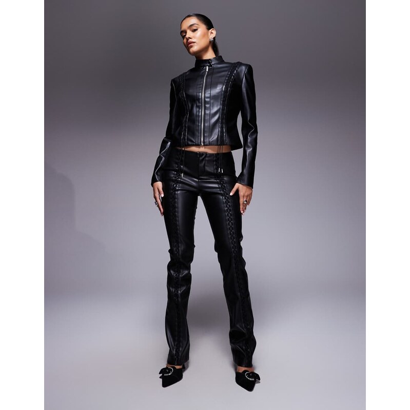 I.AM.GIA Kendrix leather look lace up detail trouser co-ord in