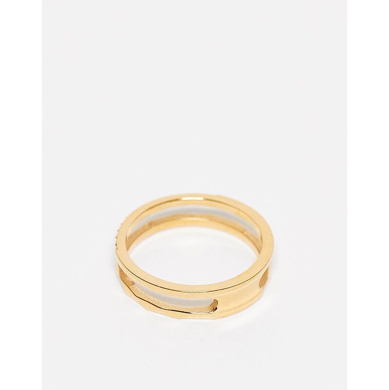 ASOS DESIGN waterproof stainless steel ring with crystal detail