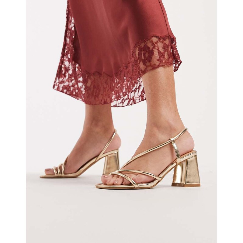 SEQWL Dandelion Strappy Block Heeled Sandal in gold 112588409