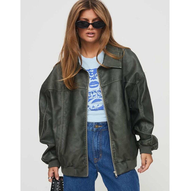 Princess Polly Goldsmith faux leather seam detail bomber jacket