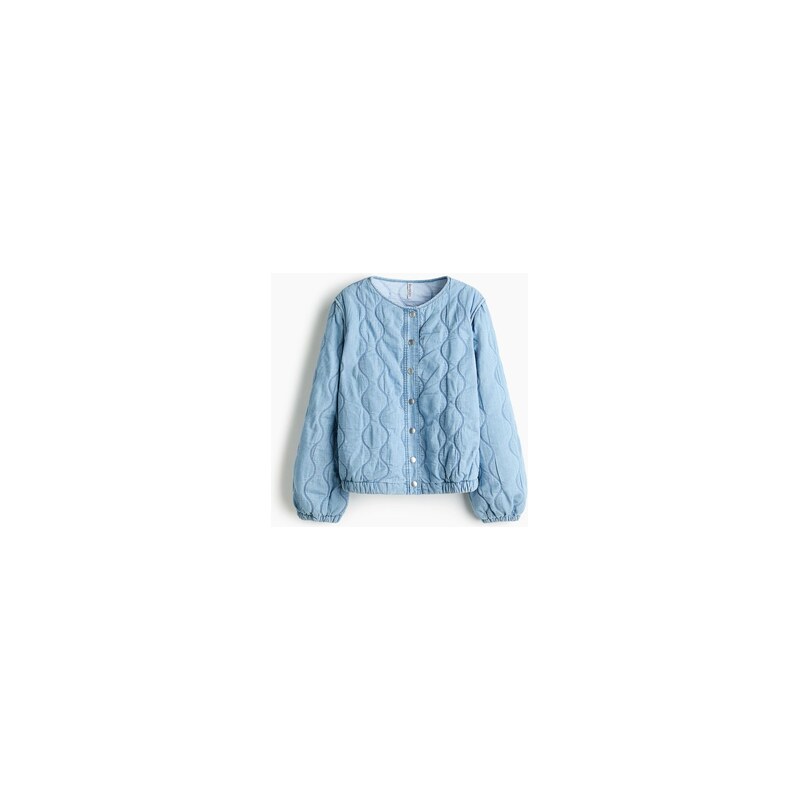 H&M - Prošívaná džínová bunda - Světlý Denim Blue