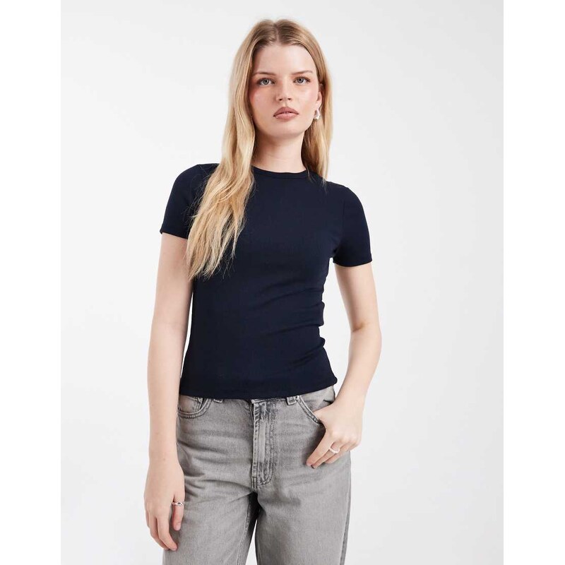ONLY fitted ribbed top in navy
