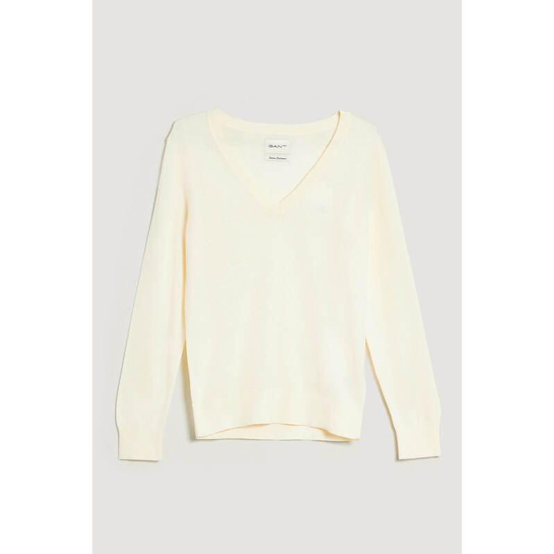 SVETR GANT LIGHT KNIT V-NECK CREAM