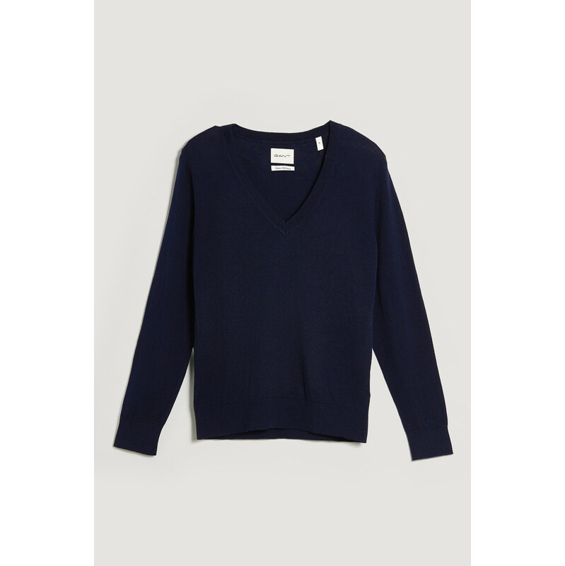 SVETR GANT LIGHT KNIT V-NECK EVENING BLUE