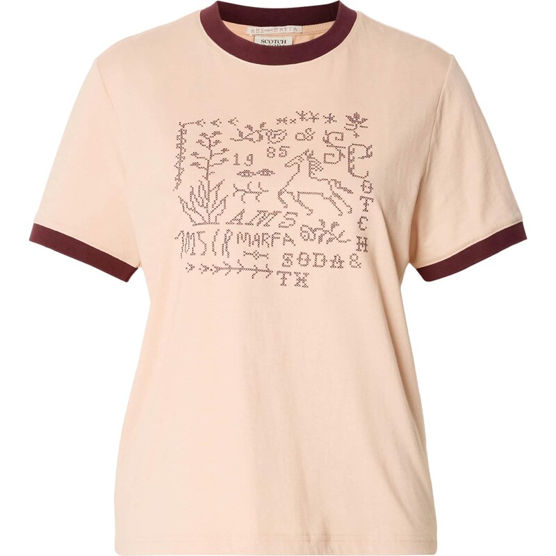 SCOTCH & SODA Tričko pastelově oranžová / bordó