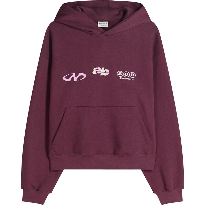 Bershka Mikina pastelově zelená / růžová / burgundská červeň