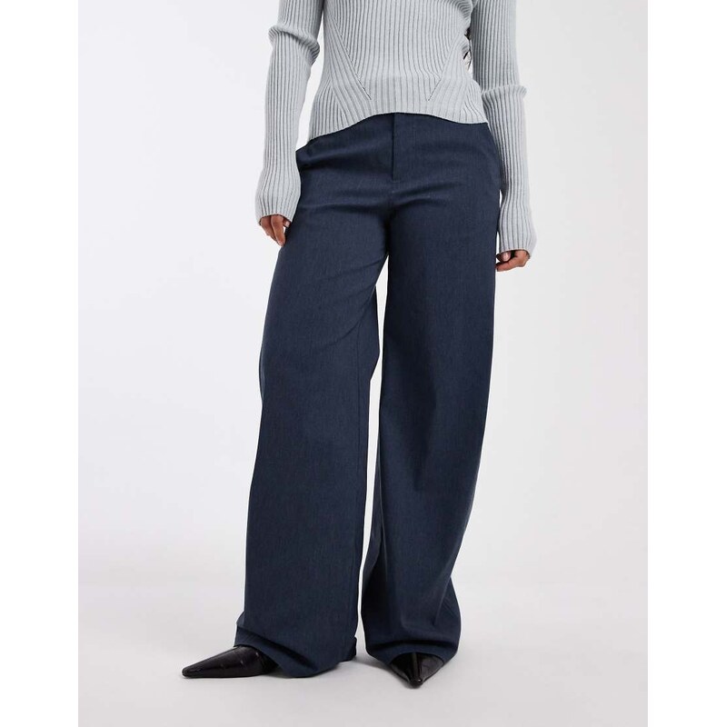 COLLUSION bengaline tailored low rise trousers in denim blue
