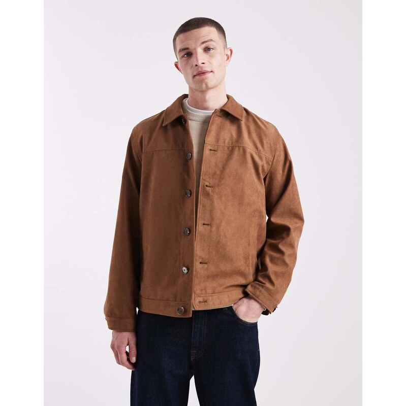 Jack & Jones faux suede jacket in brown