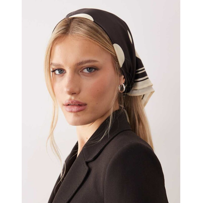 ASOS DESIGN headscarf in polka dot print in chocolate-Brown 112367438