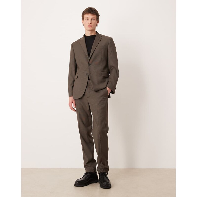 Mango Milan slim fit tailored trouser co-ord in brown check