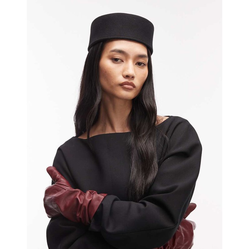 ASOS DESIGN pillbox hat in black felt 112367478