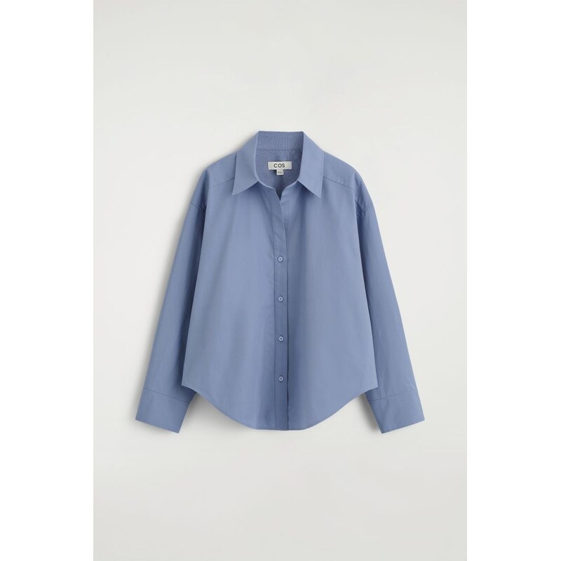 H&M - Bavlněná košiles otevřeným límcem - modrá 112367305