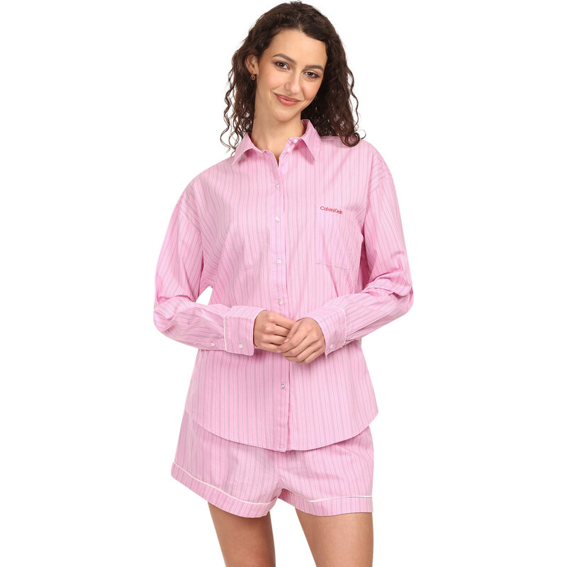 Dámské pyžamo Calvin Klein růžové (QS7581-2IX)