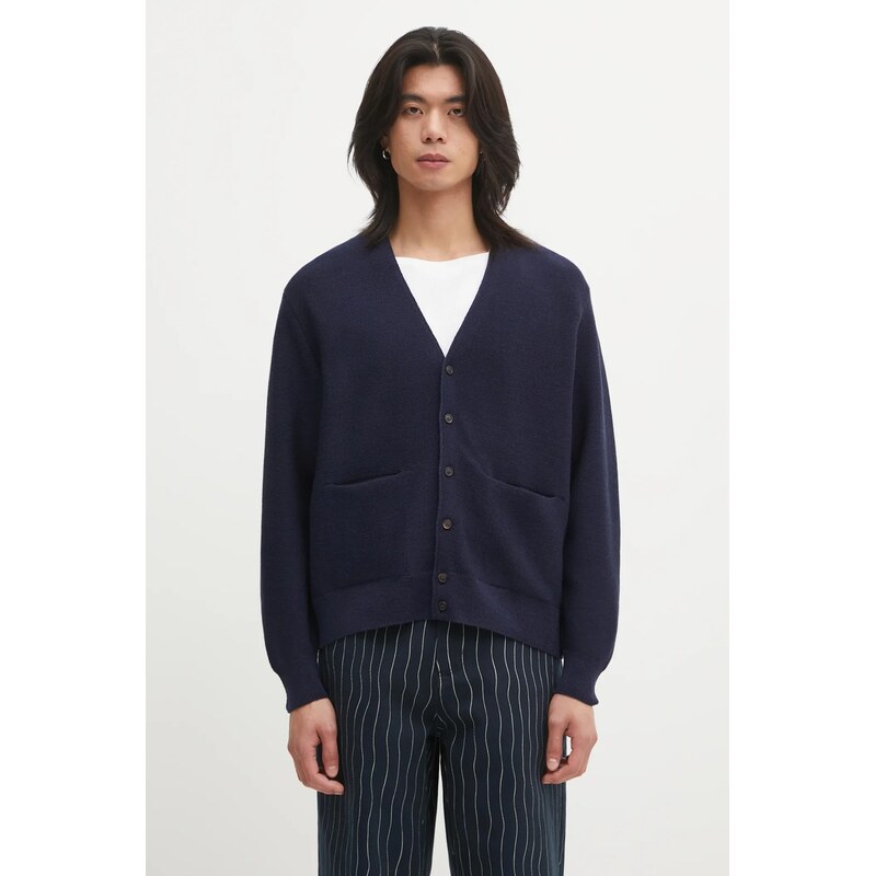 Pánský vlněný kardigan Visvim SELMER KNIT v barvě šedé