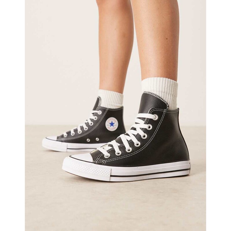 Converse Chuck Taylor All Star Hi leather trainers in black