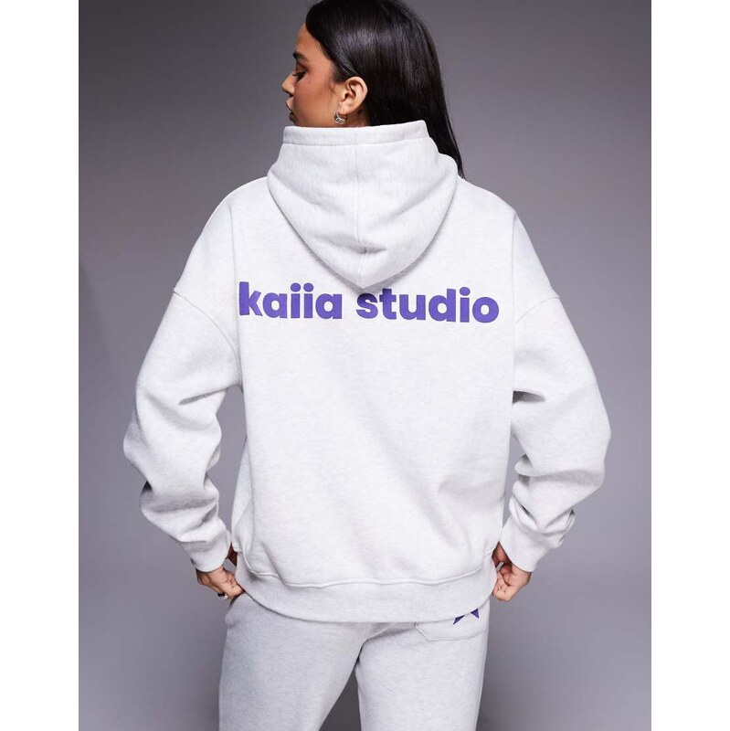 Kaiia cotton rich star logo graphic oversized hoodie co-ord in light 112385520