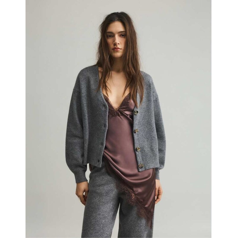 Pull&Bear Soft knit cardigan in medium grey 112384517