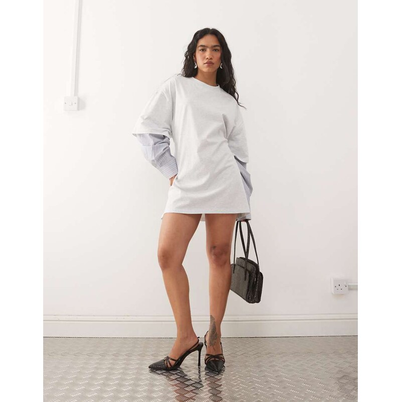 Lioness exclusive 2 in 1 oversized t-shirt overlay and striped long 112384483