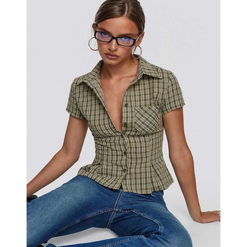 Princess Polly Alma cotton rich pleat waist detail pocket front fitted 112790842