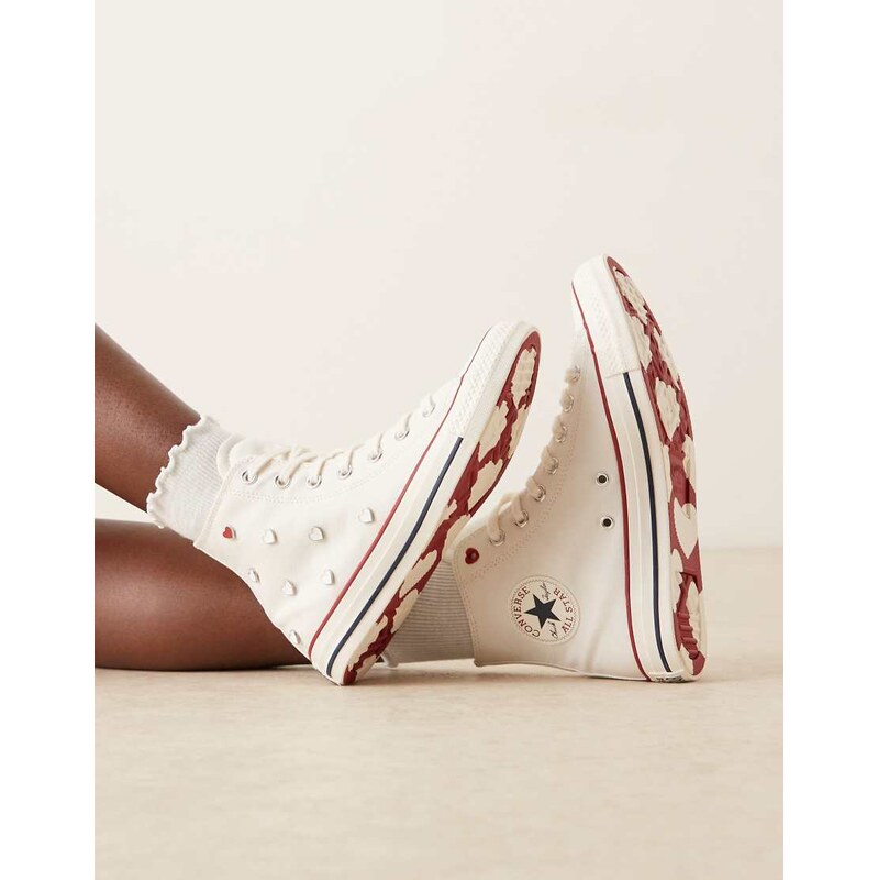 Converse Chuck Taylor All Star Hi trainers with heart detail in white 112385508