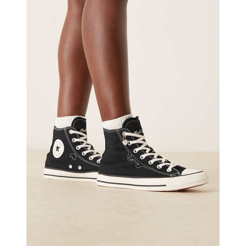 Converse Chuck Taylor All Star Hi trainers with heart detail in black 112385621