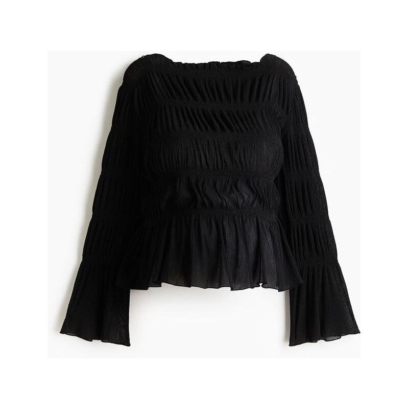 H&M - MAMA Tops lodičkovým výstřihem a žabkováním - Černá