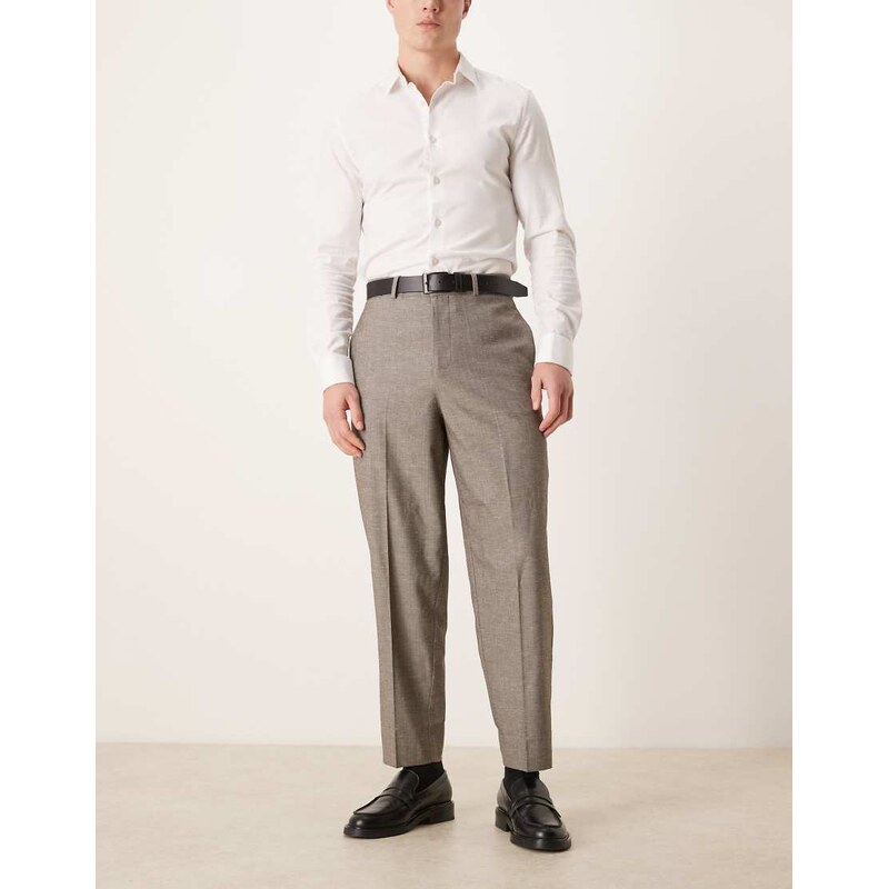 ASOS DESIGN smart relaxed tapered trousers in light grey