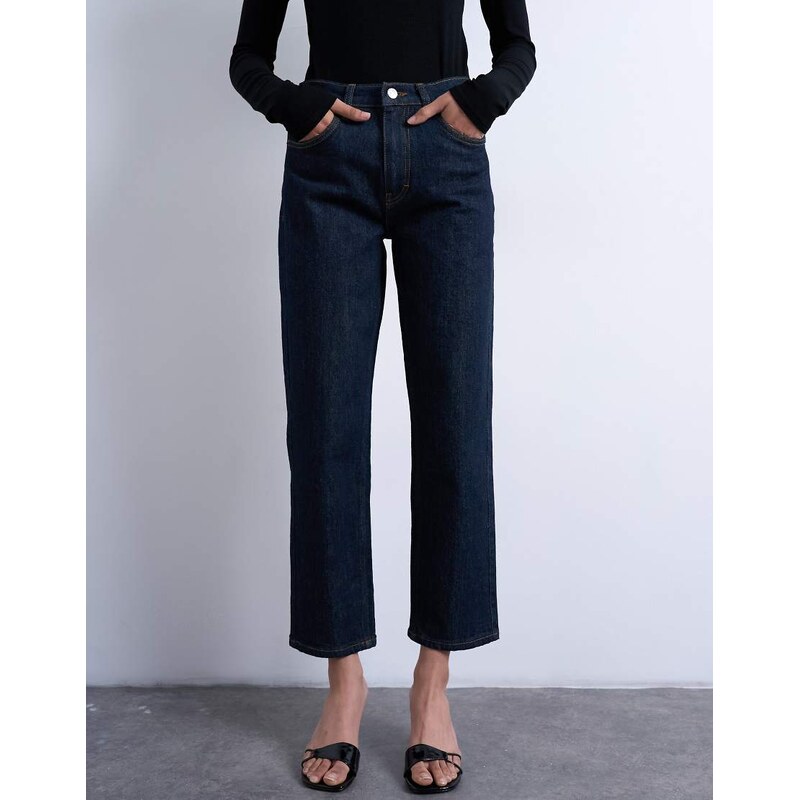 Topshop Orson mid rise comfort straight jean in indigo rinse