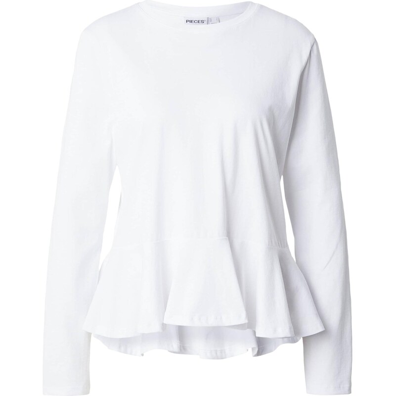 PIECES Tričko PCDANILLA PEPLUM bílá