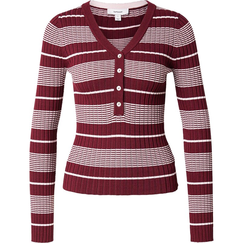 TOPSHOP Svetr TRISTA karmínově červené / bílá