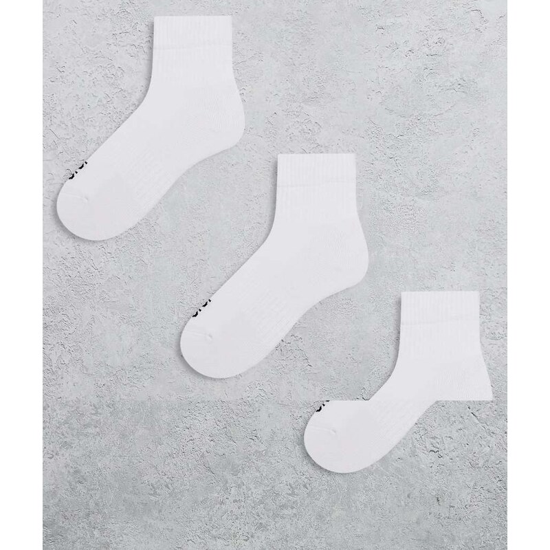 4505 3 pack quarter length sock with arch support in white