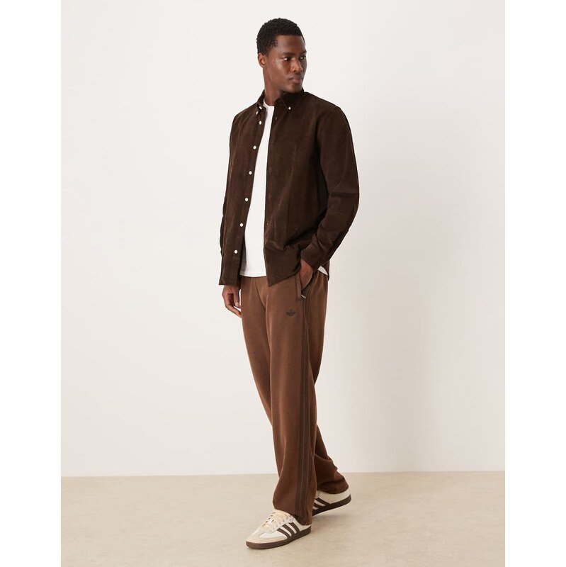 adidas Originals wide leg joggers in washed brown