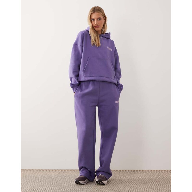 Kaiia Studio cotton rich star logo wide leg jogger co-ord in