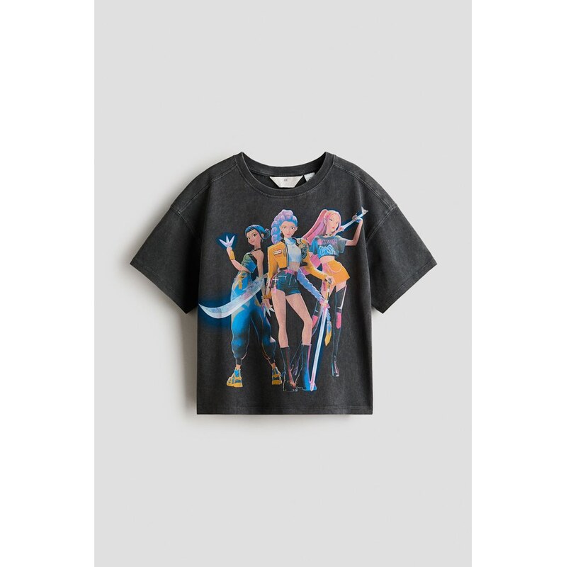 H&M - Tričkos potiskem - Tmavě Šedá/Demon Hunters