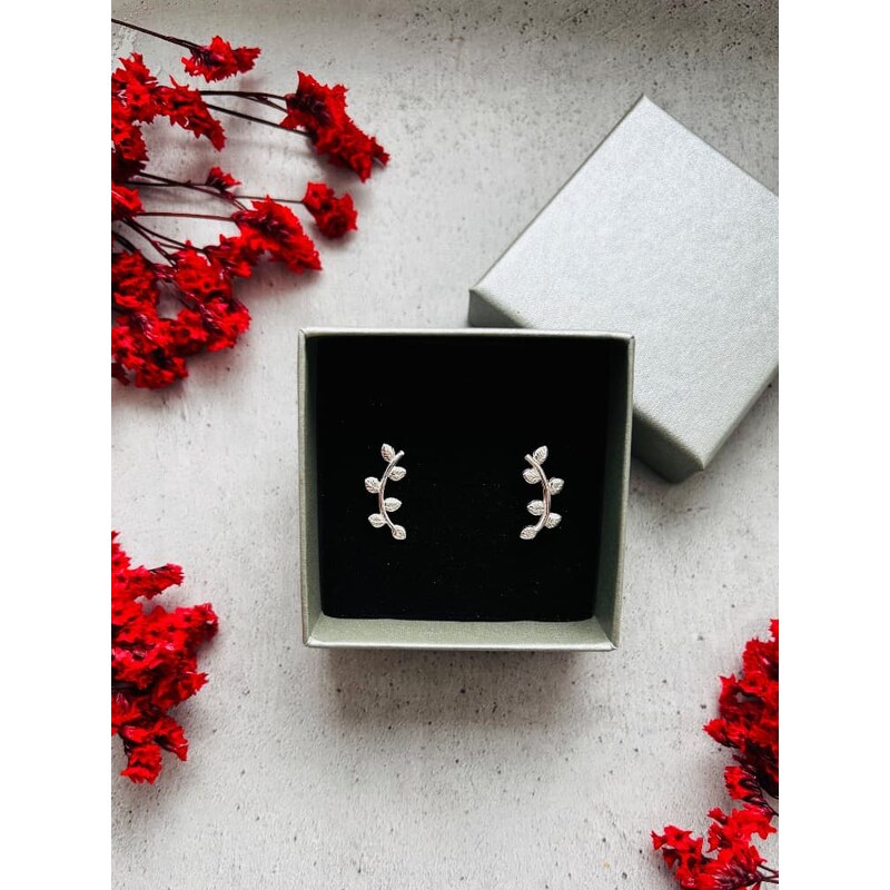 Pravé stříbro all4Silver Ear climber náušnice s lístky A4S24356