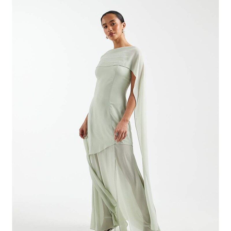 TFNC Petite Bridesmaid chiffon sheer skirt scarf detail maxi