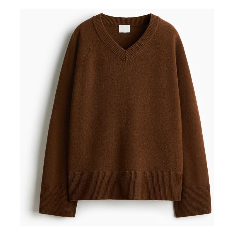 H&M - Oversized vlněný svetr - Hnědá