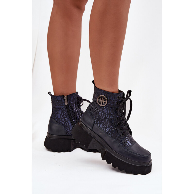 Boty na široké podrážce model 222950 Step in style