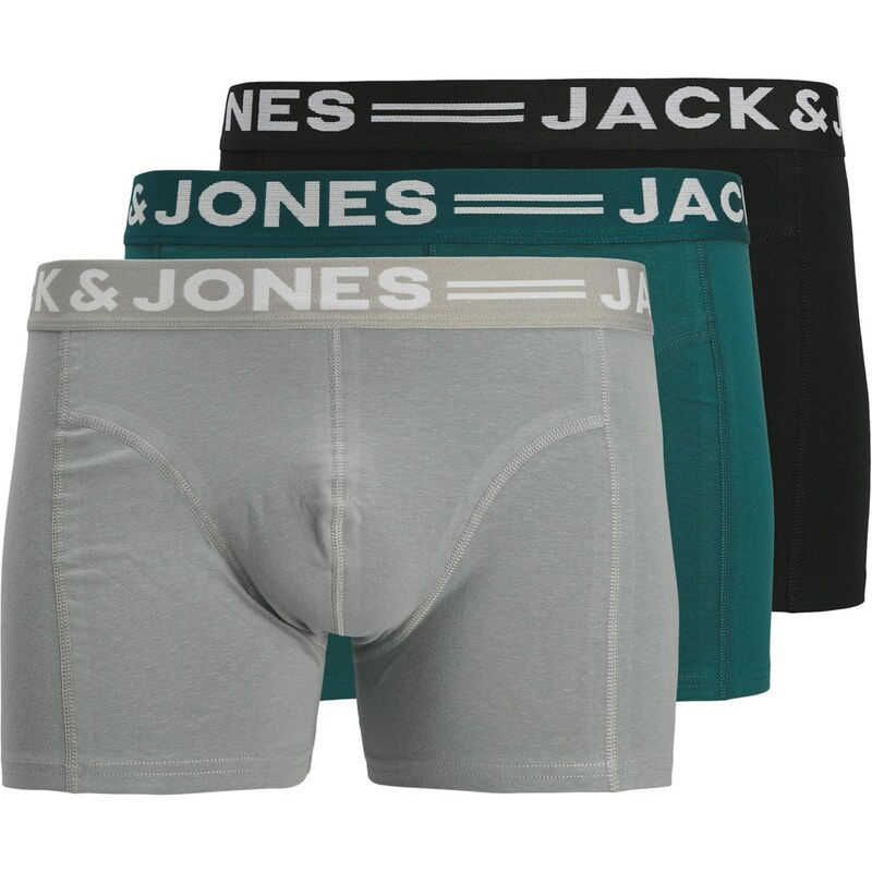 JACK & JONES Boxerky JJSense kouřově modrá / jedle / černá /