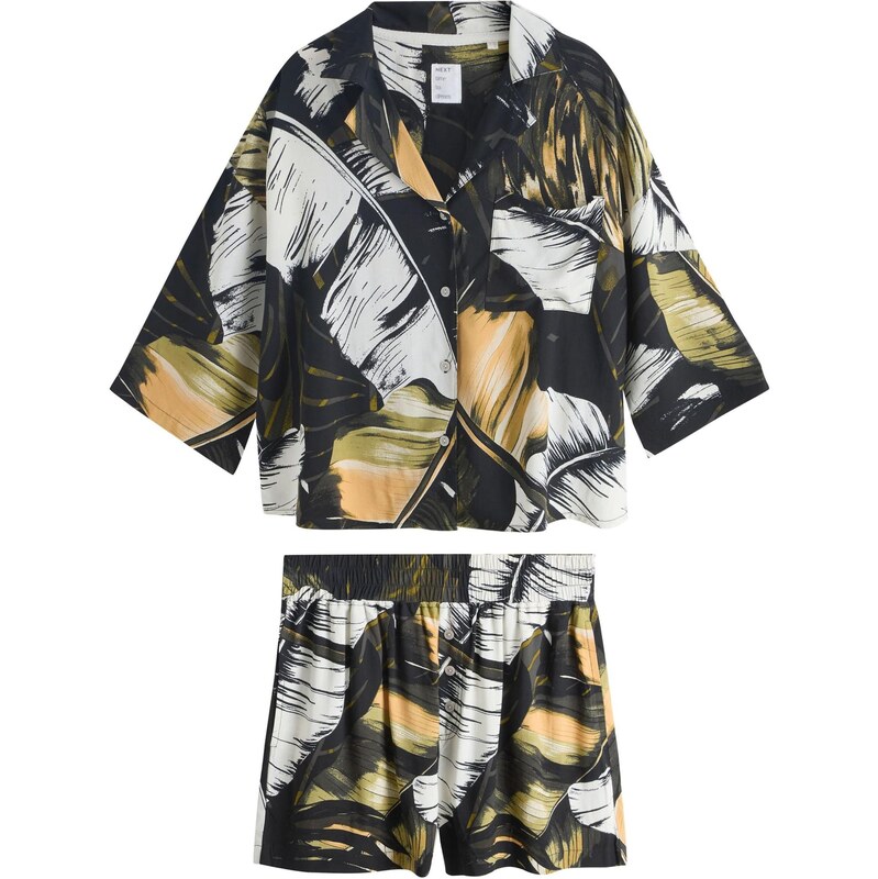 Next Pyžamo olivová / pastelově oranžová / černá / offwhite