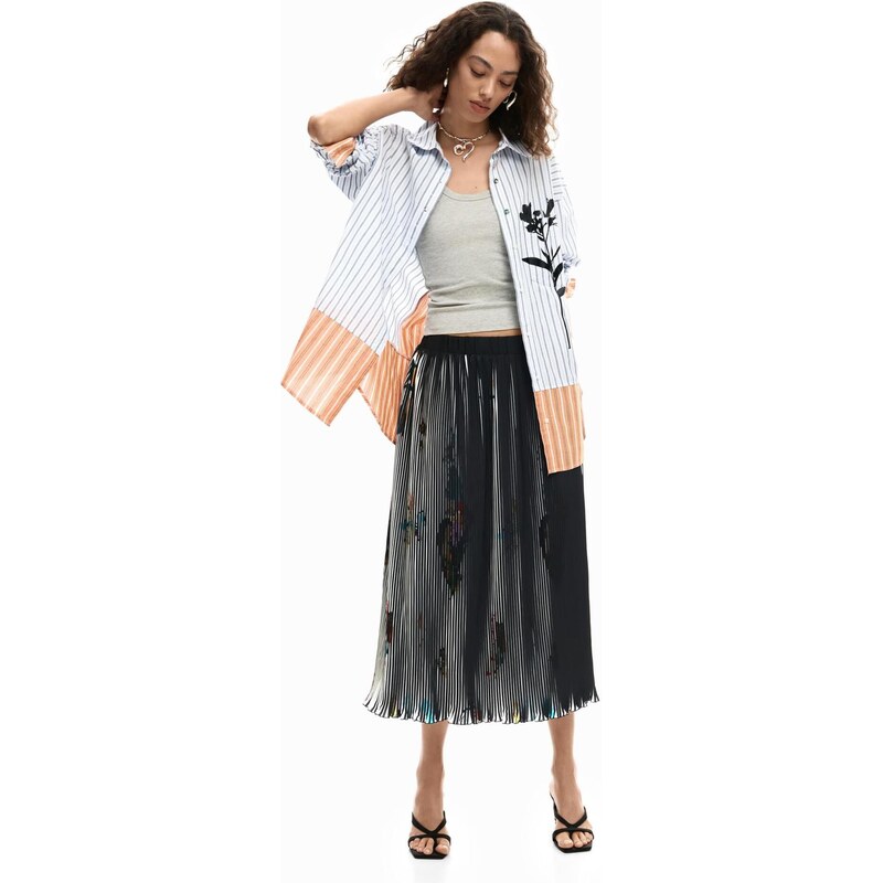 Desigual Halenka velbloudí / světlemodrá / černá / bílá