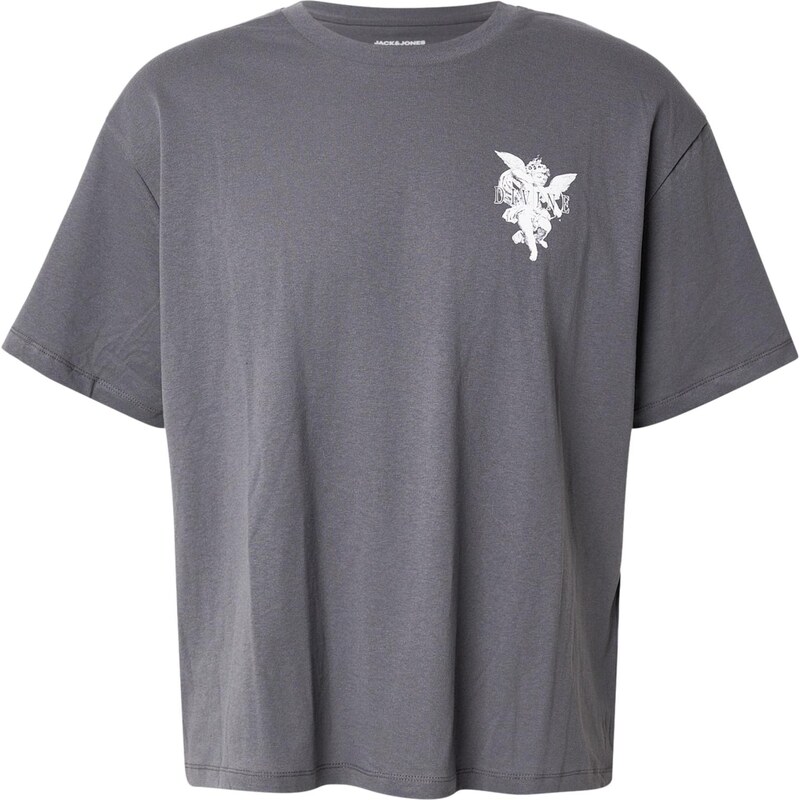 JACK & JONES Tričko tmavě šedá / bílá