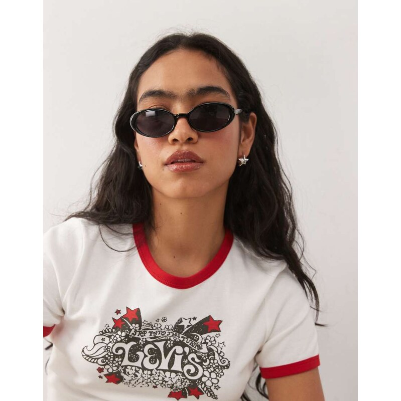 Reclaimed Vintage 90s oval sunglasses in black