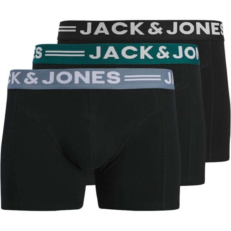 JACK & JONES Boxerky Sense světlemodrá / tmavě zelená / černá /
