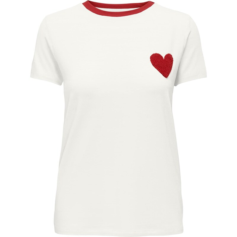 ONLY Tričko ONLHEART tmavě červená / bílá