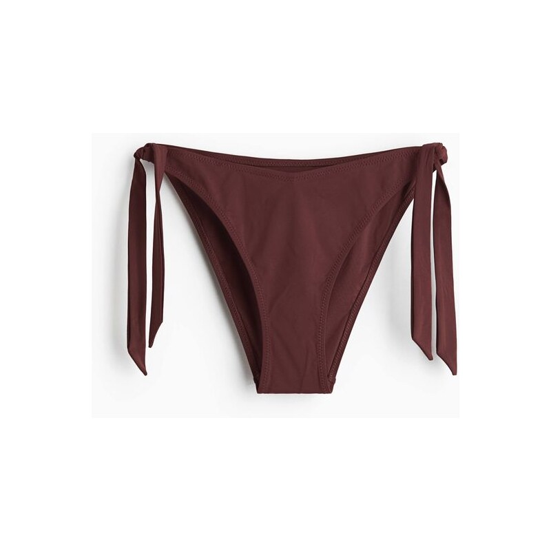 H&M - Zavazovací bikinové kalhotky tanga - Tmavě Hnědá