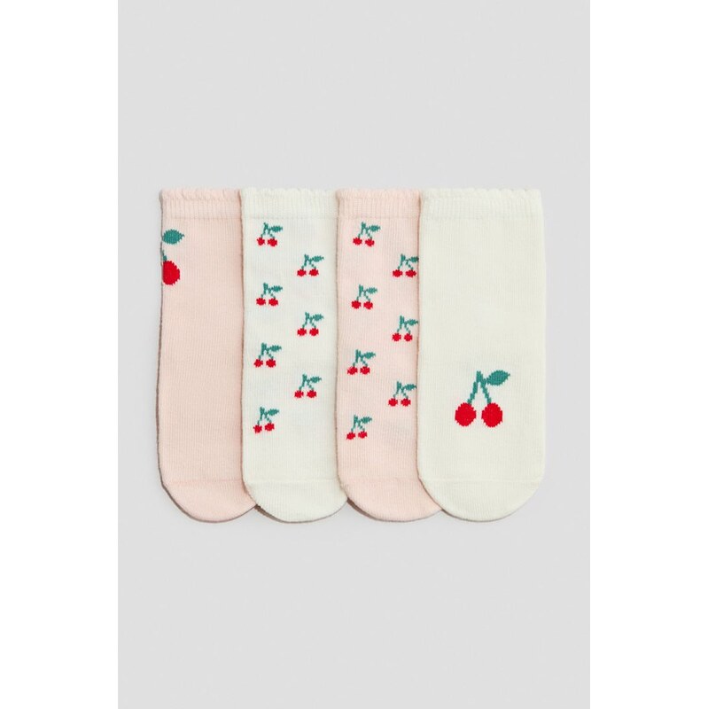 H&M - Ponožky 4 páry - Světle Růžová/Třešně