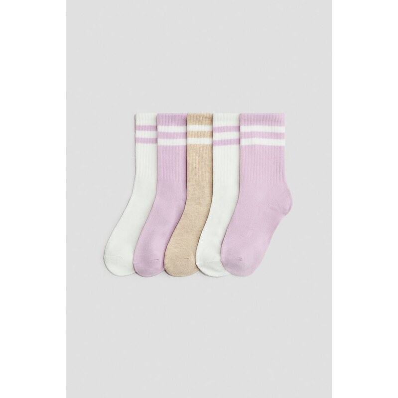 H&M - Ponožky 5 párů - Růžová/Béžový Melír