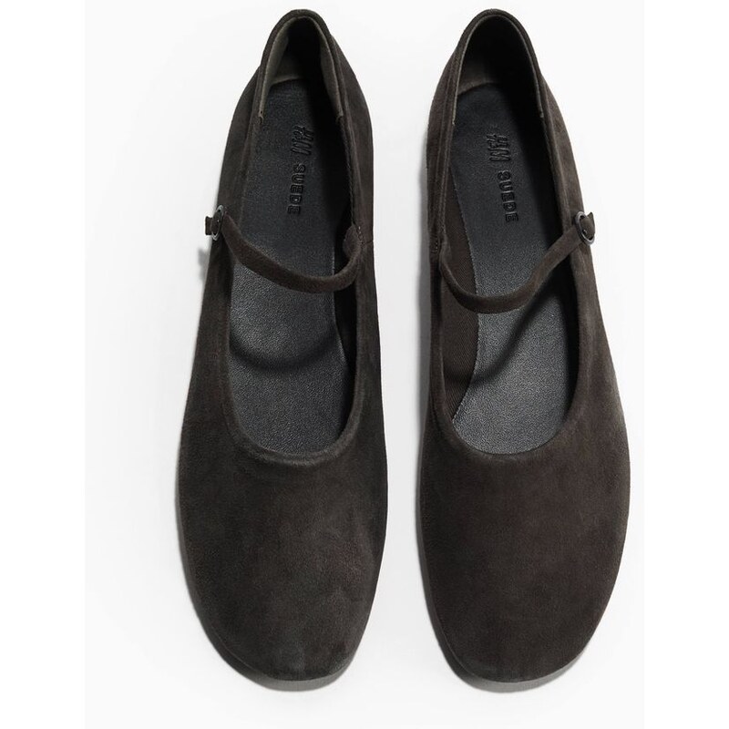 H&M - Semišové balerínky Mary Jane - zelená 112414022