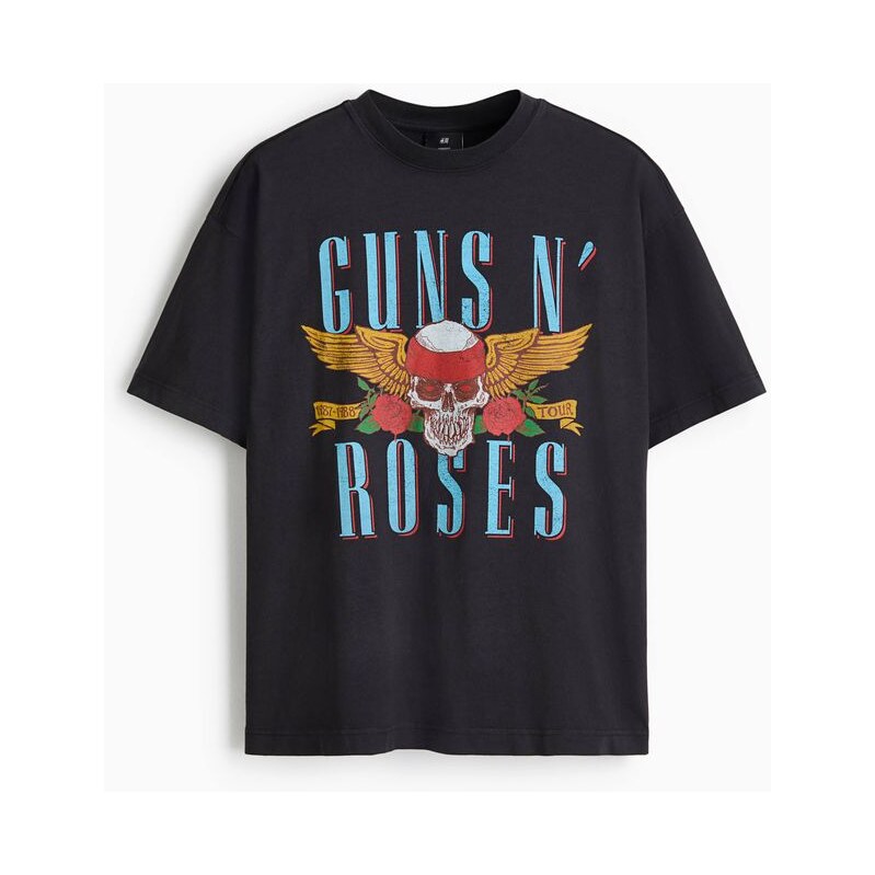 H&M - Tričko Oversized Fit - Černá/Guns N Roses